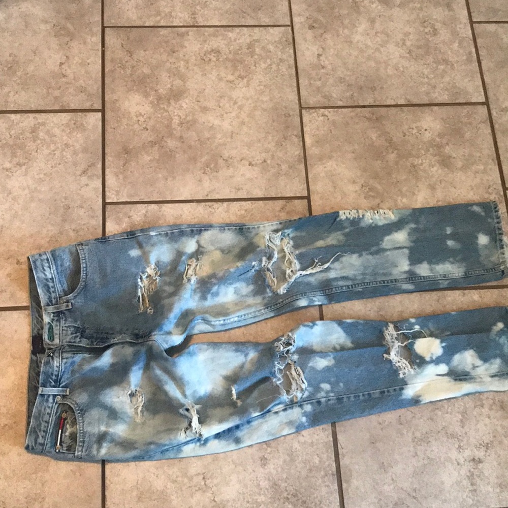 Bleached distressed Tommy Hilfiger vintage jeans